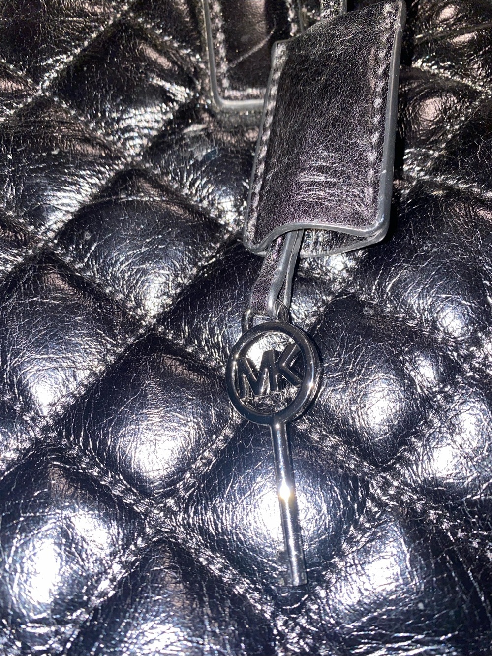 Michael Kors Black Quilted Satchel with Chain-Trim - Picture 7 of 7